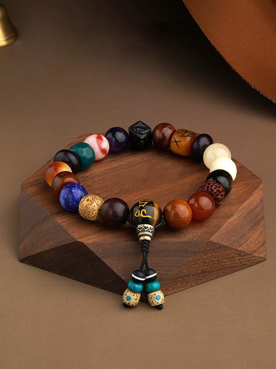 Tibetan Obsidian & Tiger Tooth Dzi Bead Bracelet – Potala Palace Inspired Mala Jewelry