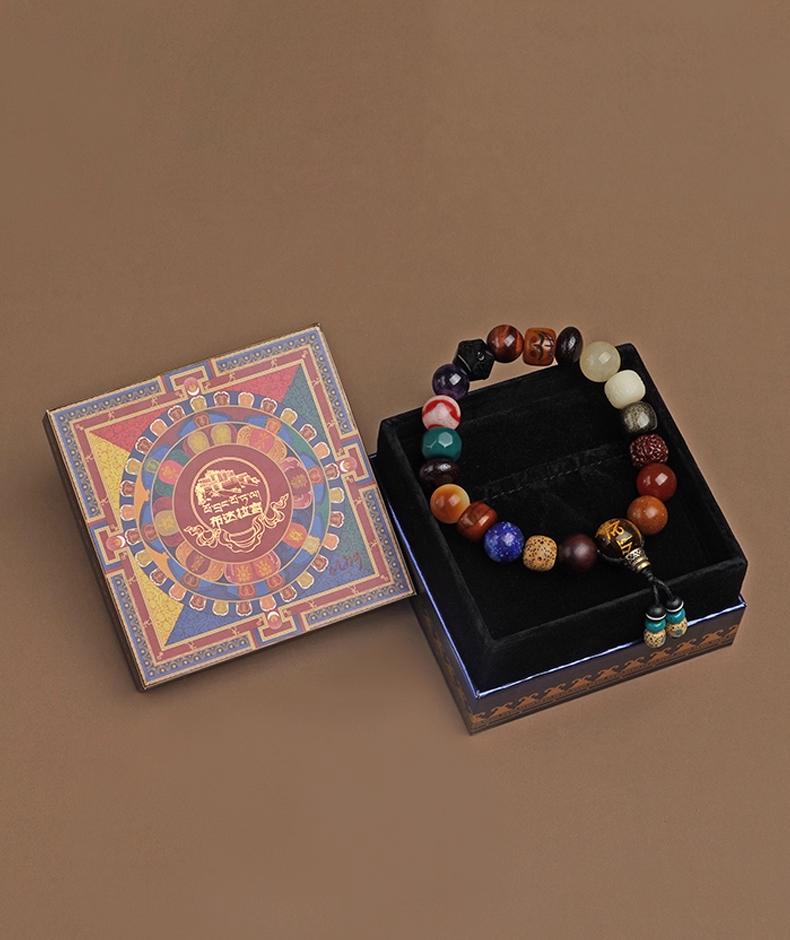 Tibetan Obsidian & Tiger Tooth Dzi Bead Bracelet – Potala Palace Inspired Mala Jewelry