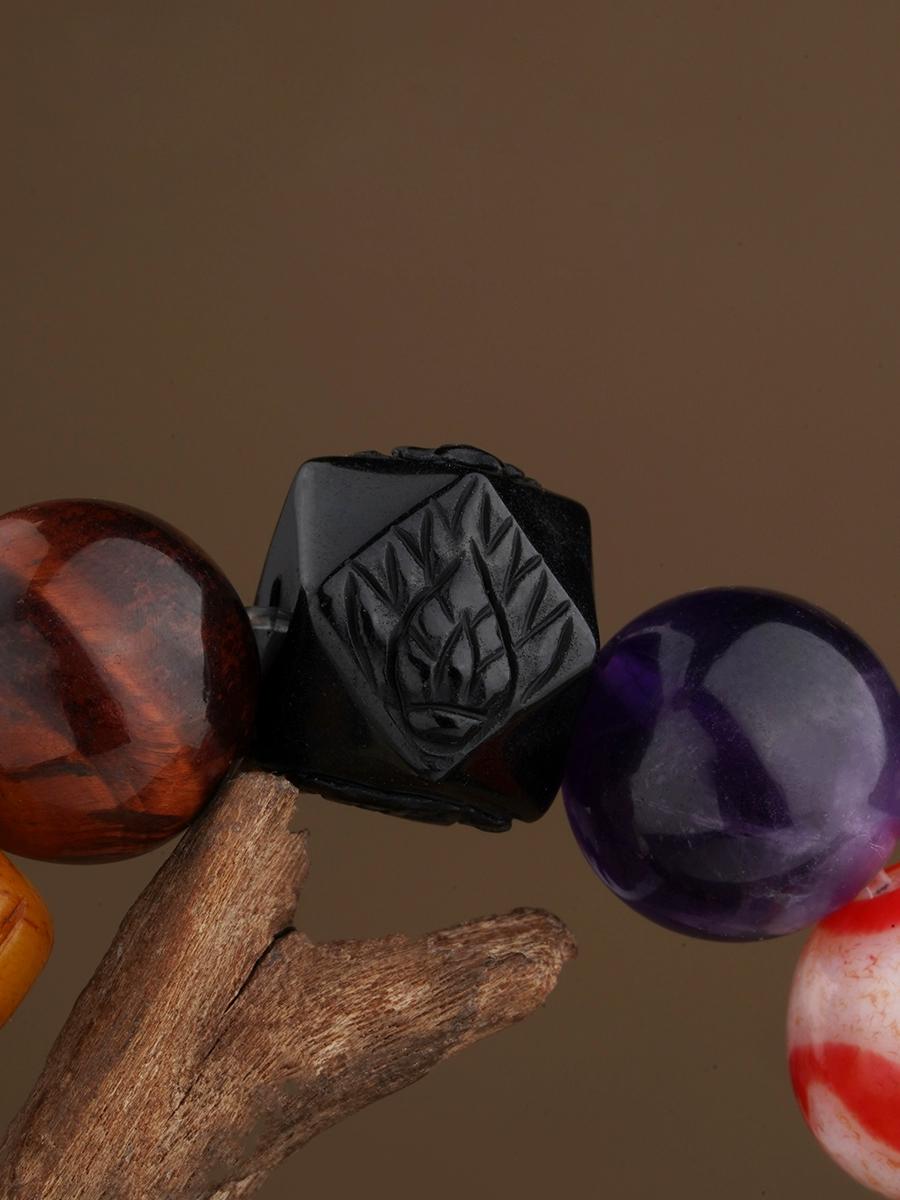 Tibetan Obsidian & Tiger Tooth Dzi Bead Bracelet – Potala Palace Inspired Mala Jewelry