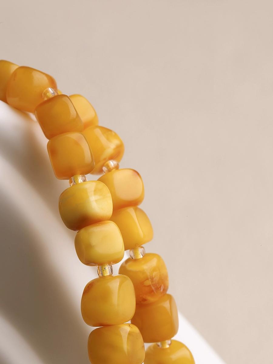 Tibetan Amber Multi-Layer Bracelet – Handmade Mala with Agarwood & 925 Silver Accents