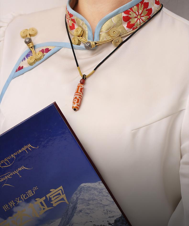 Potala Palace Red Coral Four-Eye & Six-Eye Dzi Bead Pendant – Tibetan Lucky Necklace with Agate & 925 Silver, Women’s Adjustable Cord