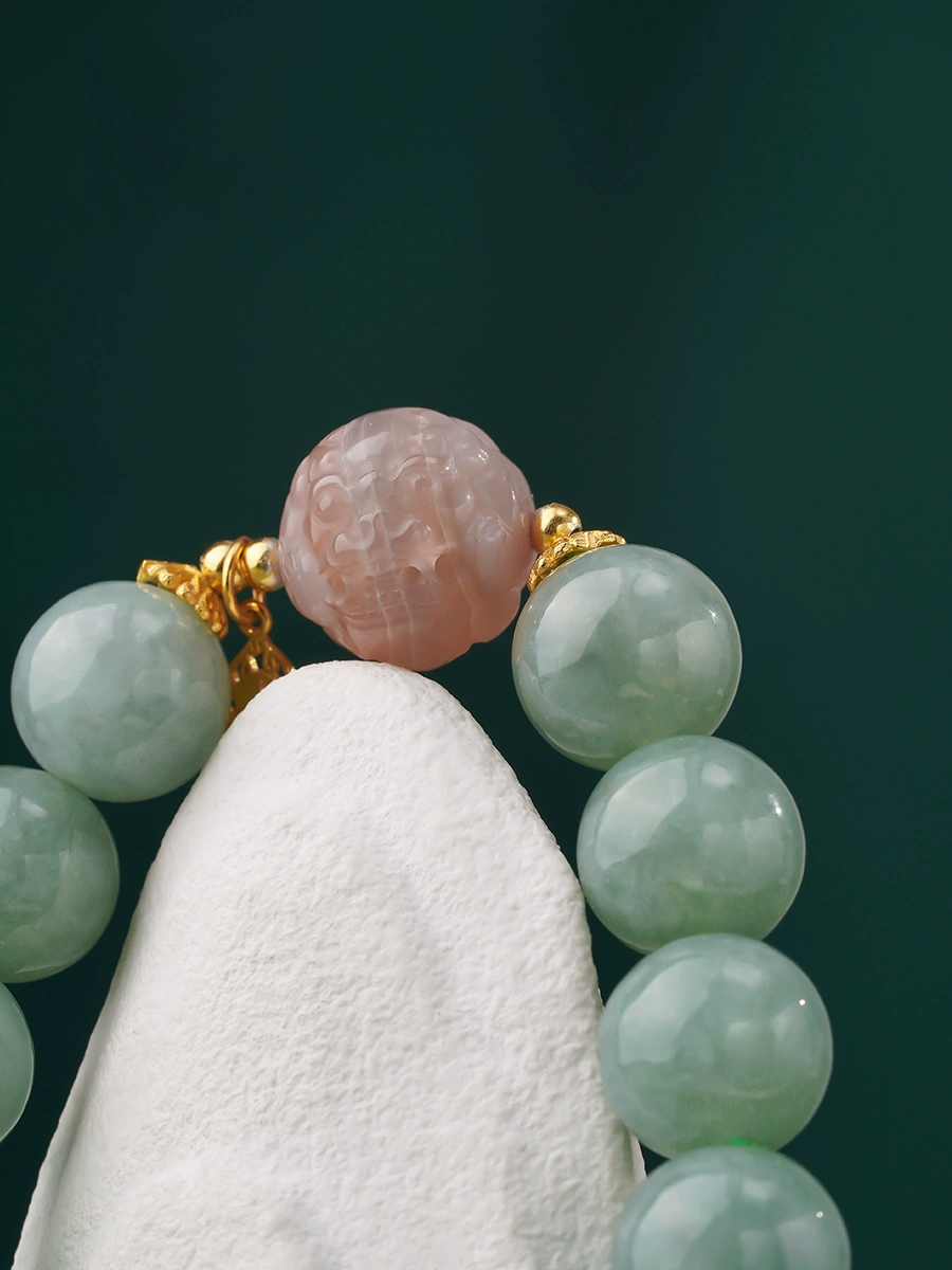 Potala Palace Jade, Agate & Lapis Lazuli Bracelet – 12mm Round Beads Elegant Gemstone Bracelet for Women