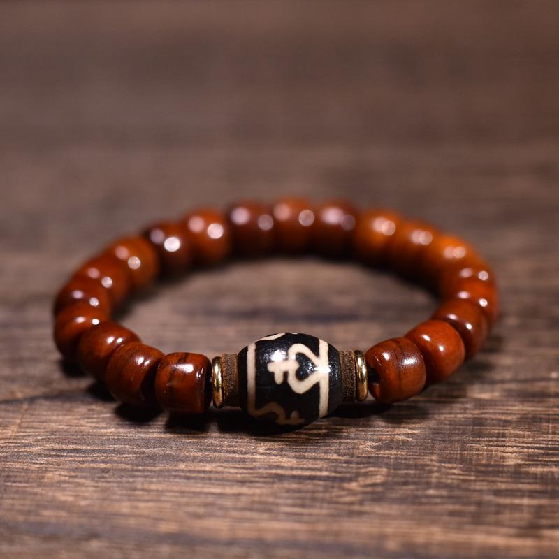 Tibetan Dzi Bead Bracelet – Original Design from Lhasa, Unisex Handmade Agate Bracelet