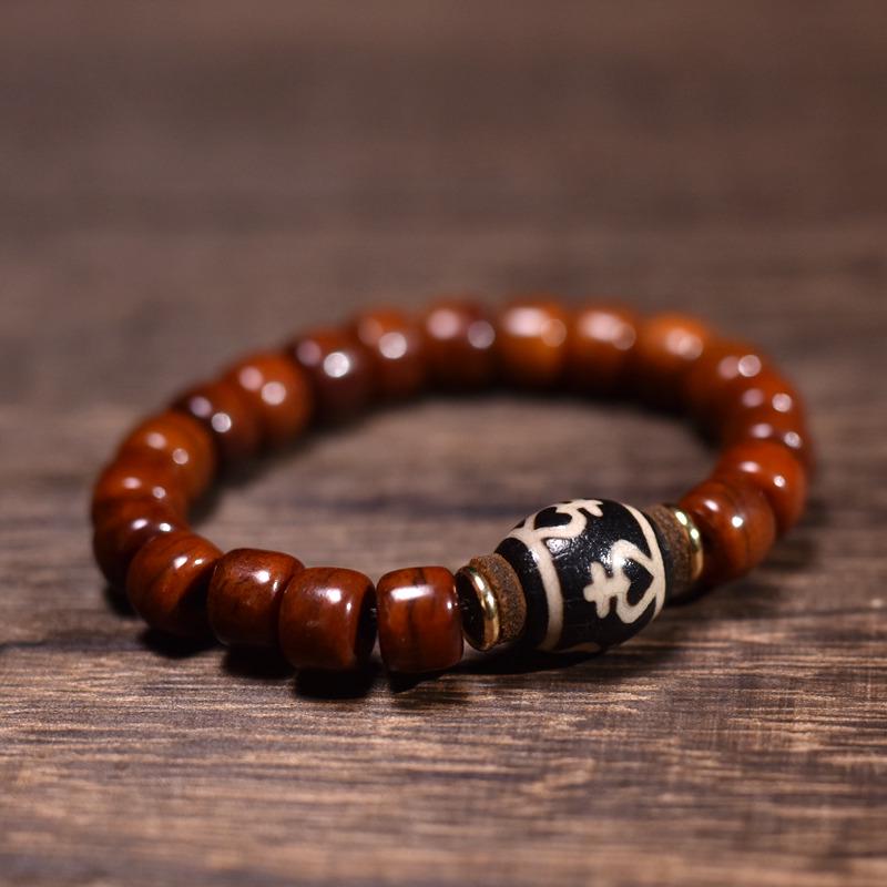 Tibetan Dzi Bead Bracelet – Original Design from Lhasa, Unisex Handmade Agate Bracelet