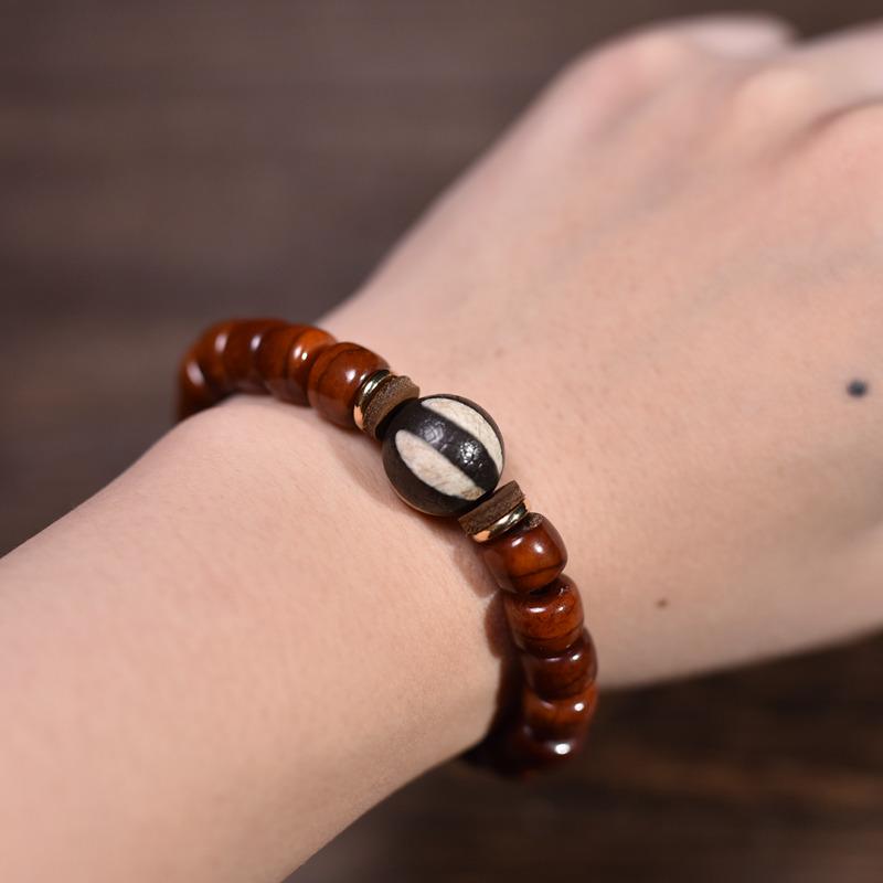 Tibetan Dzi Bead Bracelet – Original Design from Lhasa, Unisex Handmade Agate Bracelet