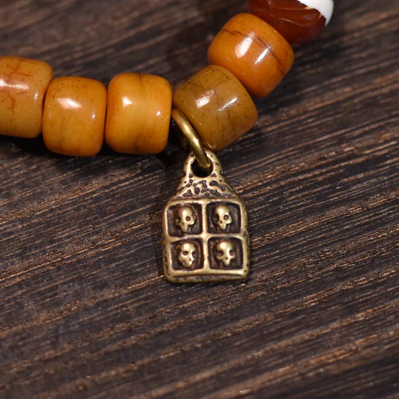 Tibetan Yak Bone 108 Bead Mala Bracelet – Handcrafted Buddhist Prayer Beads with Zajiram Amulet