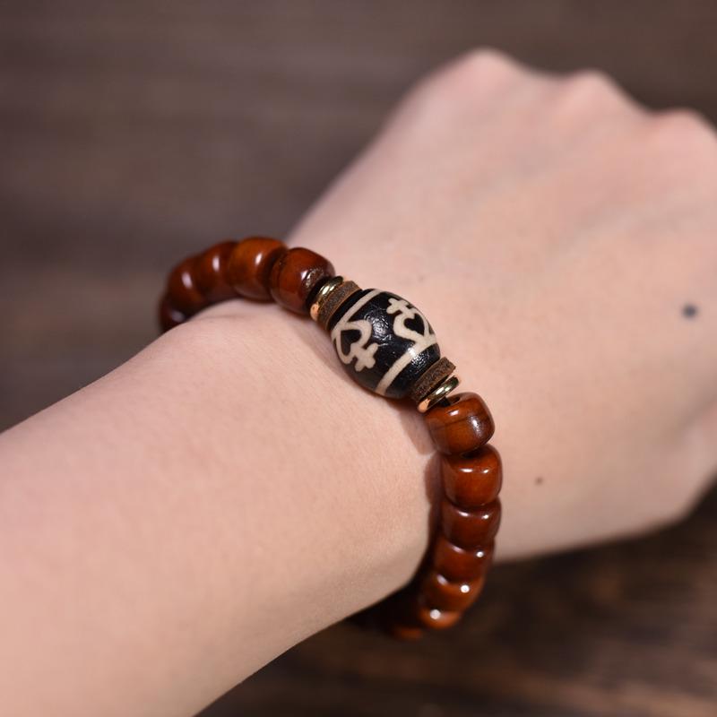 Tibetan Dzi Bead Bracelet – Original Design from Lhasa, Unisex Handmade Agate Bracelet