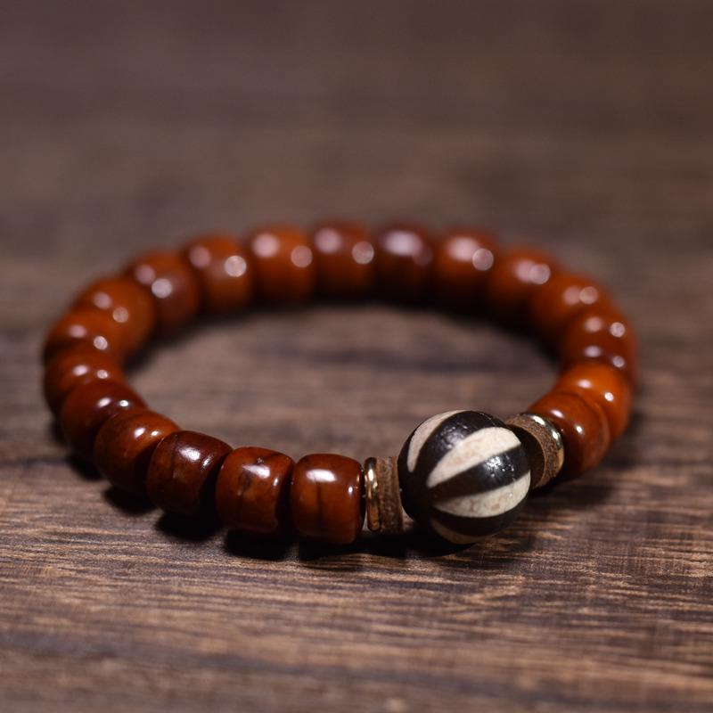 Tibetan Dzi Bead Bracelet – Original Design from Lhasa, Unisex Handmade Agate Bracelet