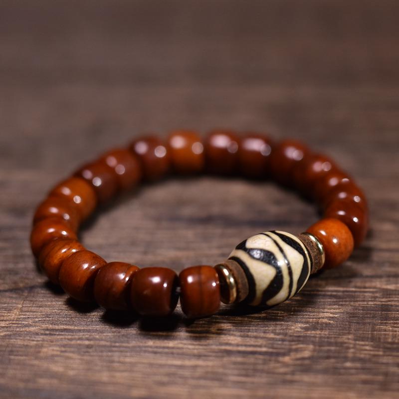 Tibetan Dzi Bead Bracelet – Original Design from Lhasa, Unisex Handmade Agate Bracelet