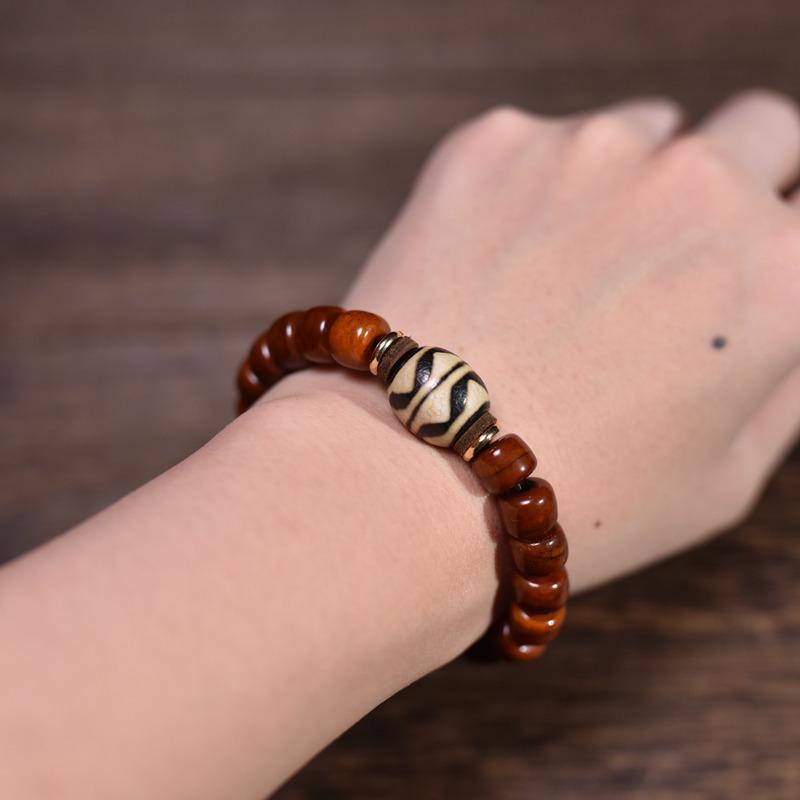 Tibetan Dzi Bead Bracelet – Original Design from Lhasa, Unisex Handmade Agate Bracelet