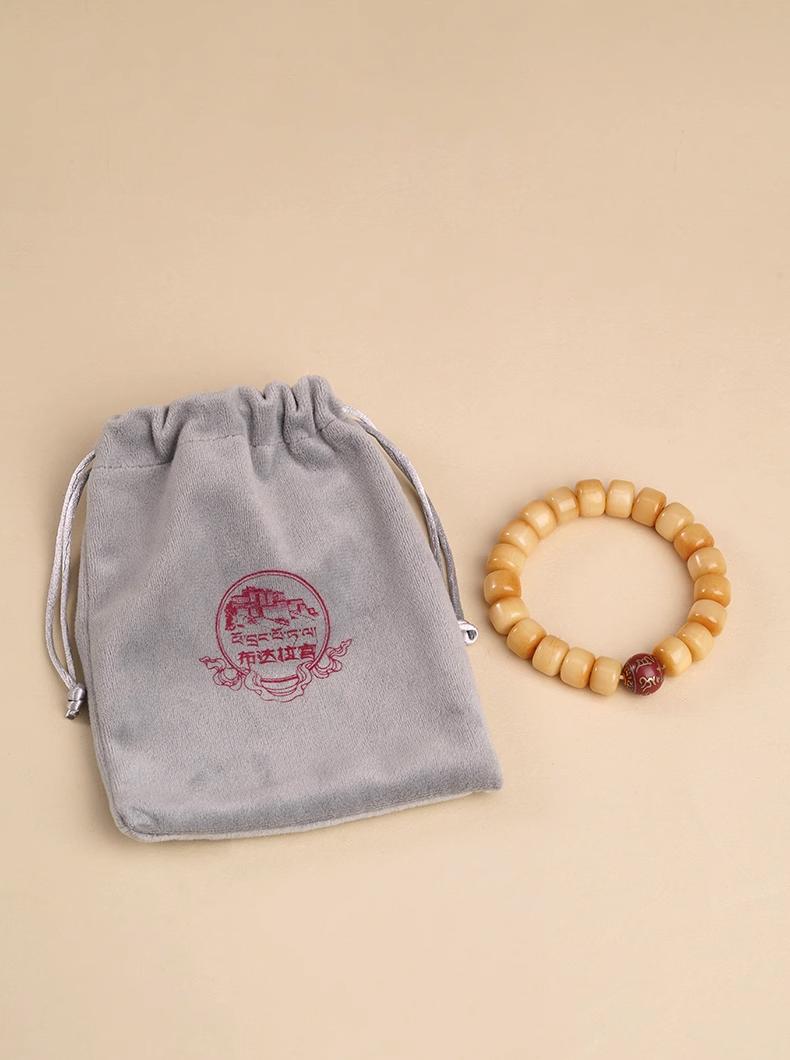 Tibetan Yak Bone & Red Ash Mantra Bead Bracelet – Handcrafted Buddhist Mala for Men