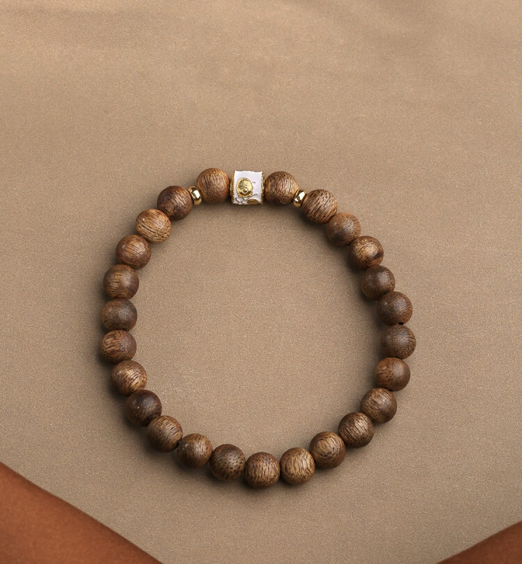 Tibetan Yak Bone & Gemstone Treasure Bead Bracelet – With Red Ash Mantra Bead